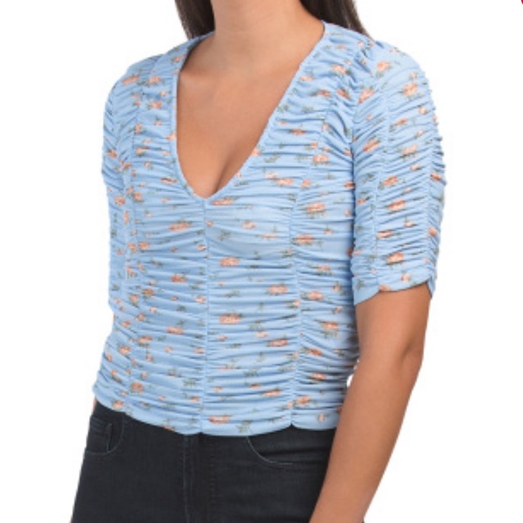 COPY - Zara light blue floral ruched top NWT - Picture 5 of 8